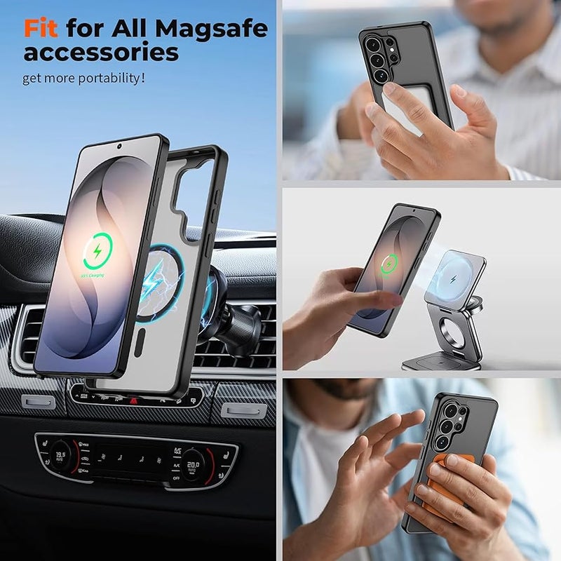 SUPFINE Magnetic for Samsung Galaxy S26 Ultra Case with Screen Protector, (Compatible with MagSafe)(Military Grade Drop Protection) Slim Translucent Shockproof Phone Case,Black - Image 3