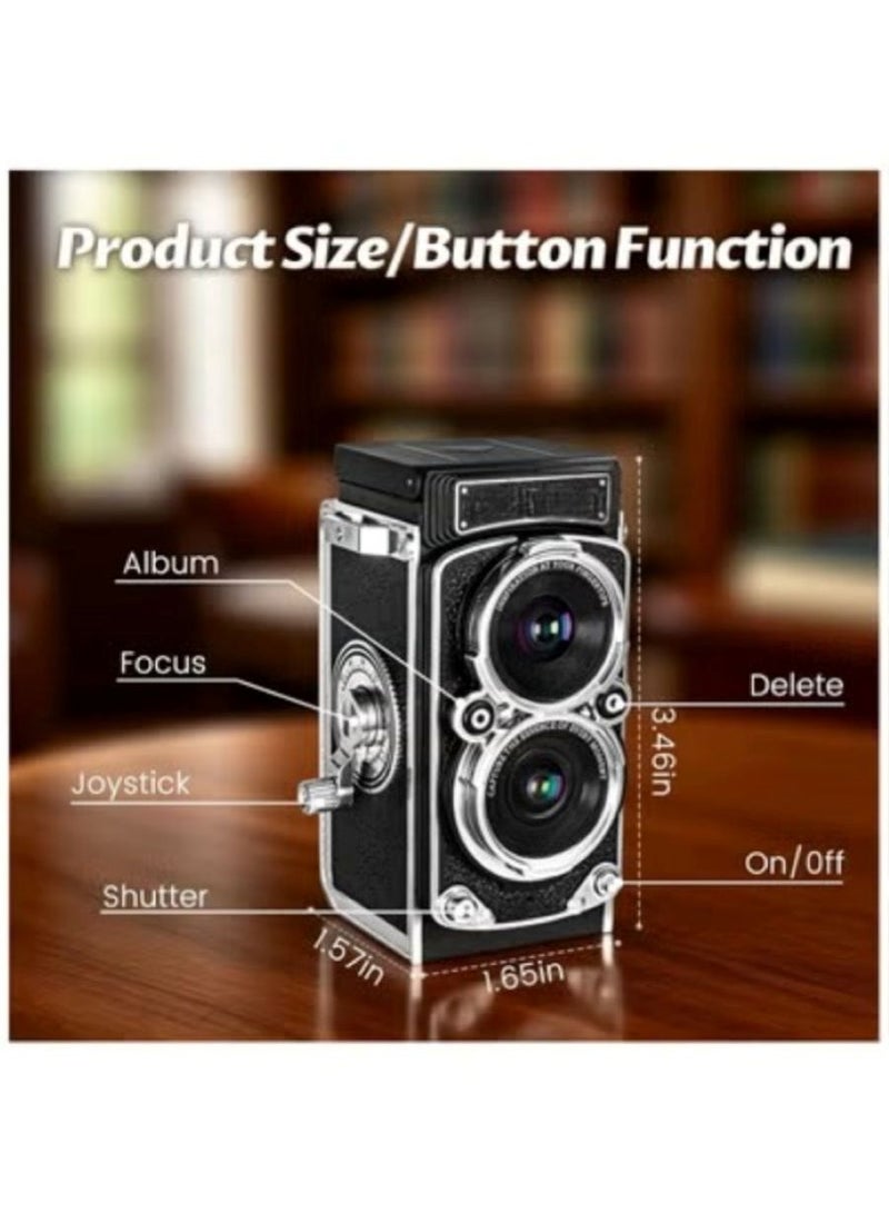 Generic Vintage Mini Digital Camera, Portable TLR Style Retro Point and Shoot Compact Small Pocket 1080P FHD Video 12MP Autofocus Vlogging Camera with 16 GB Card for Beginners Teens Adults Kids Black - Image 5