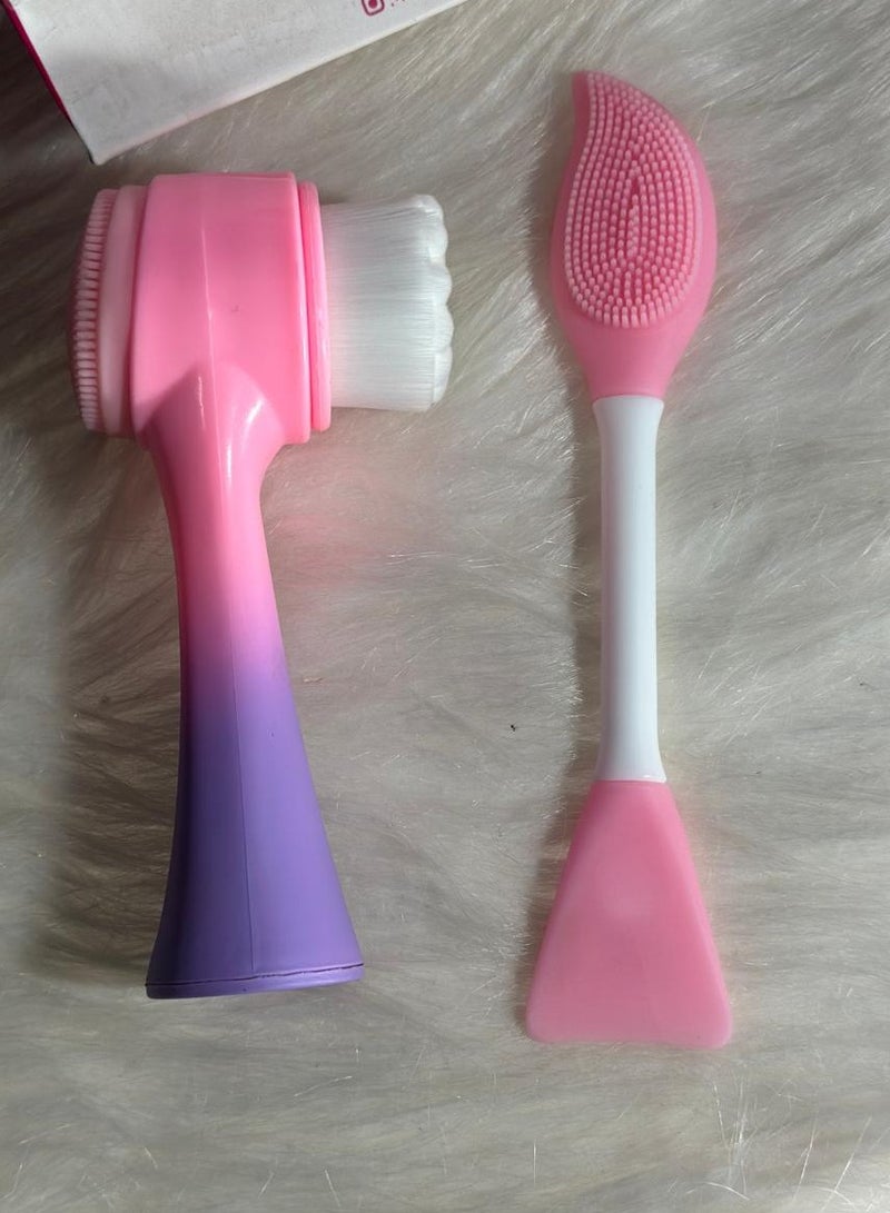 Generic maya accessories face Brush - Manual Facial Cleansing, 1Pcs Double Side Skin Care Facial Cleaning Brush,with Silicone Face Mask Brush And Mud Mask Applicator (2PCS) - Image 2