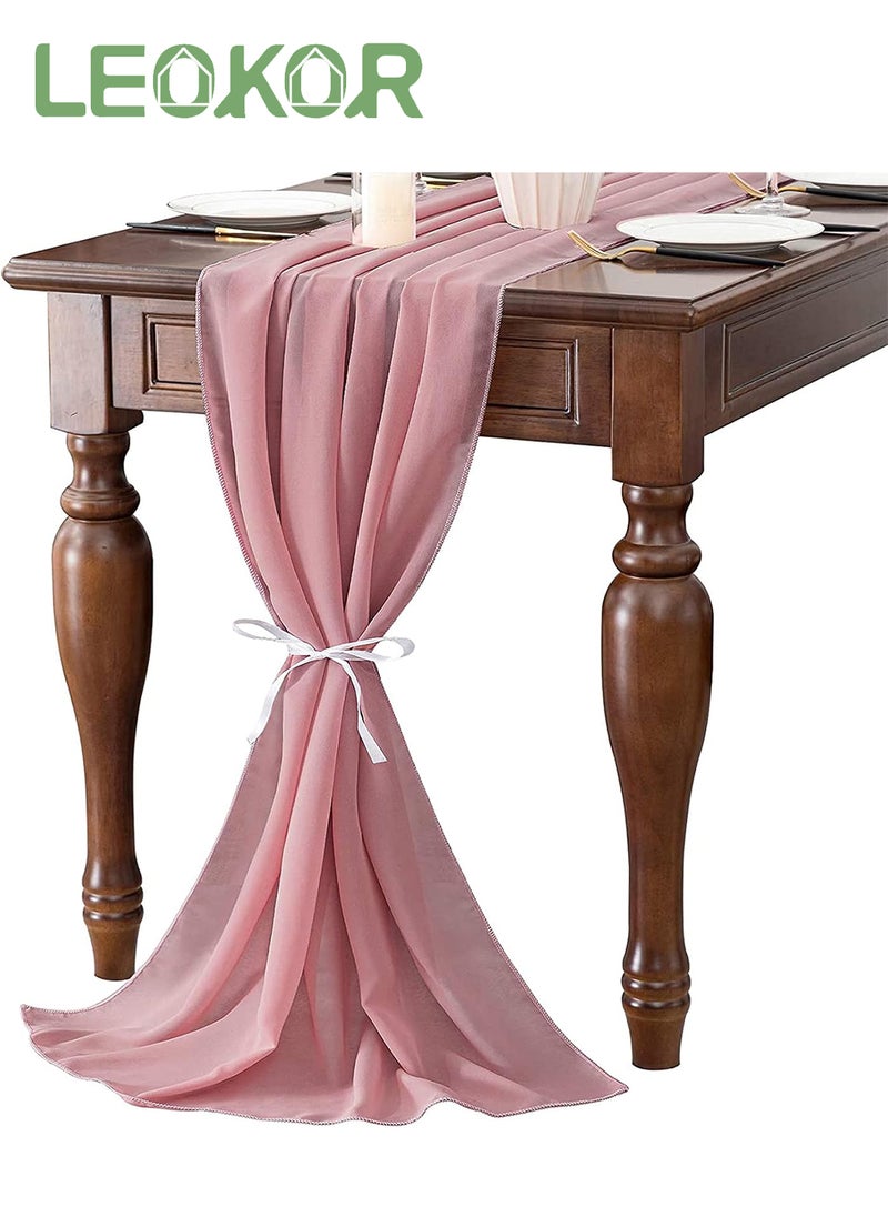 Chiffon Table Runner 28x120 Inches, Gauze Table Runner, Rustic Sheer Table Decor for Romantic Bridal Shower, Baby Shower, Birthday Party Cake Table