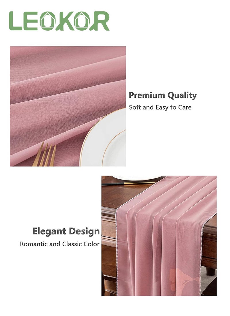 Chiffon Table Runner 28x120 Inches, Gauze Table Runner, Rustic Sheer Table Decor for Romantic Bridal Shower, Baby Shower, Birthday Party Cake Table