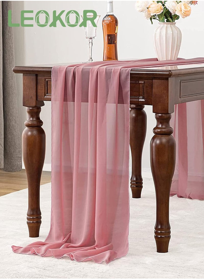 Chiffon Table Runner 28x120 Inches, Gauze Table Runner, Rustic Sheer Table Decor for Romantic Bridal Shower, Baby Shower, Birthday Party Cake Table