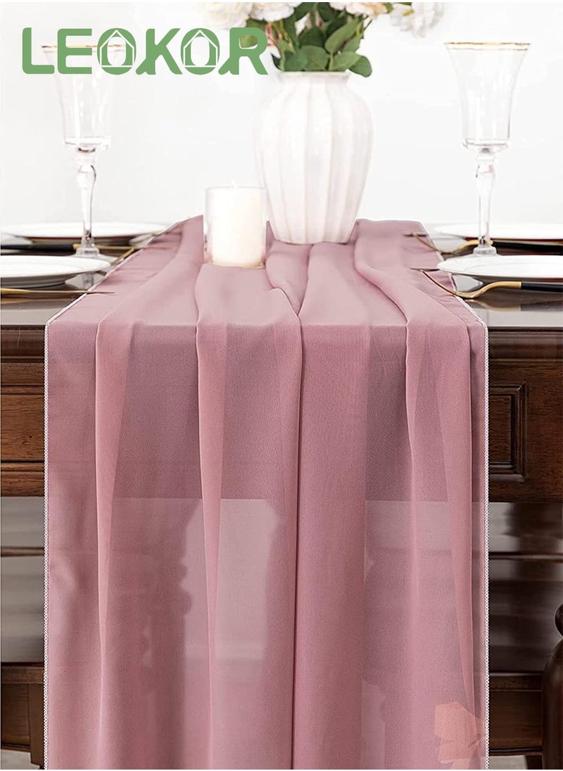 Chiffon Table Runner 28x120 Inches, Gauze Table Runner, Rustic Sheer Table Decor for Romantic Bridal Shower, Baby Shower, Birthday Party Cake Table
