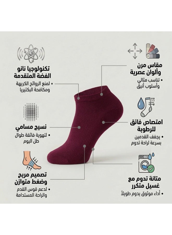 دودوليزا شراب نسائي فاخر كلاسيك من البامبو بتقنية نانو الفضة مضاد للبكتيريا بطول الكاحل ميكس ألوان 5 أزواج - Image 4