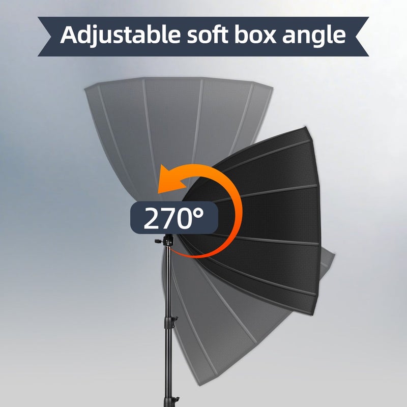 غرانفين طقم إضاءة استوديو تصوير، صندوق إضاءة LED مكافئ قابل للتعتيم بقدرة 480 واط مع جهاز تحكم عن بعد، مؤشر تجسيد اللون 85+، 3 درجات حرارة لونية (3000 كلفن - 6500 كلفن)، حامل إضاءة بطول مترين وإضاءة عن بعد لتصوير الصور والفيديوهات والصور الشخصية والمنتجات والبث المباشر. - Image 5