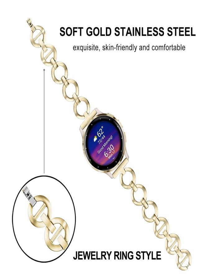 TRUMiRR Women Band for Venu 3S / Venu 4 41mm Smart Watch, Stainless Steel Jewelry Watchband Soft Gold Strap for Garmin Venu 2S / Vivomove 3S / Forerunner 265S - Image 4