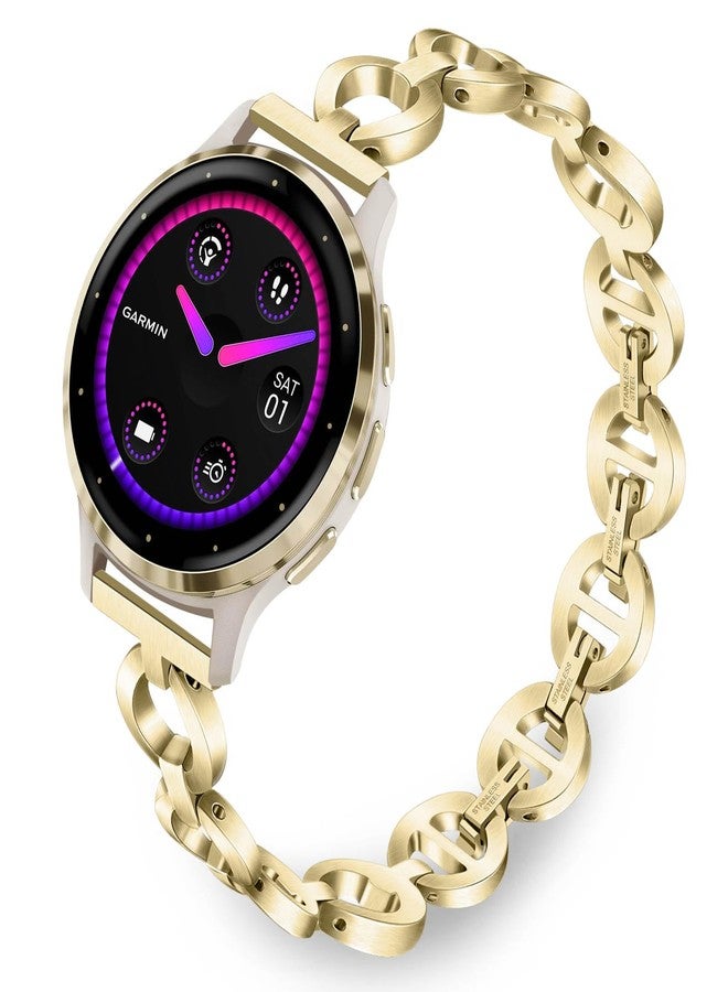TRUMiRR Women Band for Venu 3S / Venu 4 41mm Smart Watch, Stainless Steel Jewelry Watchband Soft Gold Strap for Garmin Venu 2S / Vivomove 3S / Forerunner 265S - Image 1