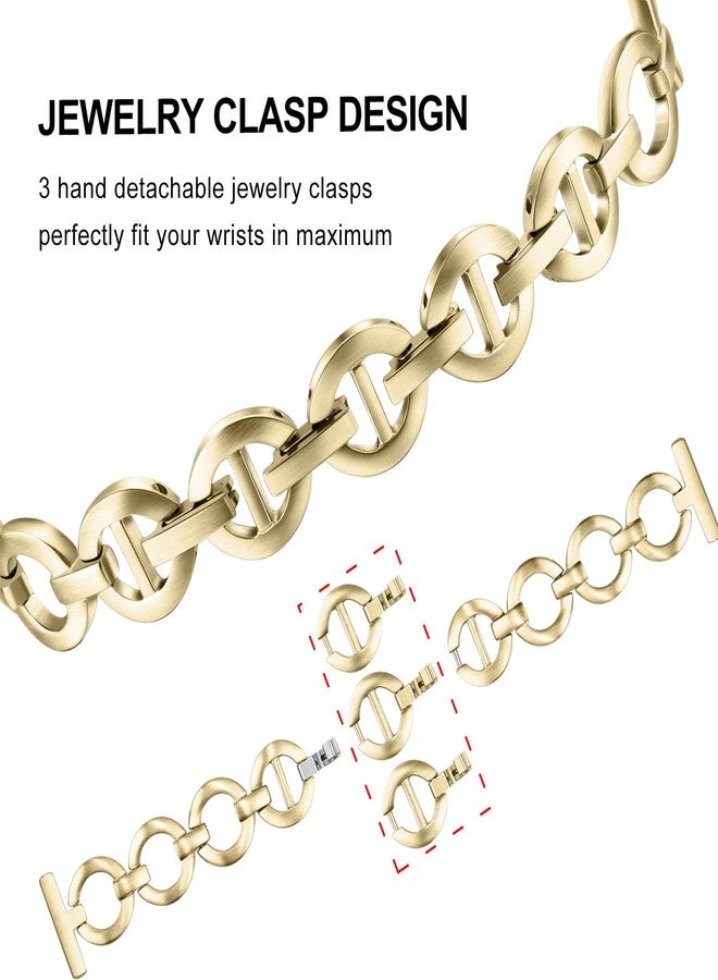 TRUMiRR Women Band for Venu 3S / Venu 4 41mm Smart Watch, Stainless Steel Jewelry Watchband Soft Gold Strap for Garmin Venu 2S / Vivomove 3S / Forerunner 265S - Image 5