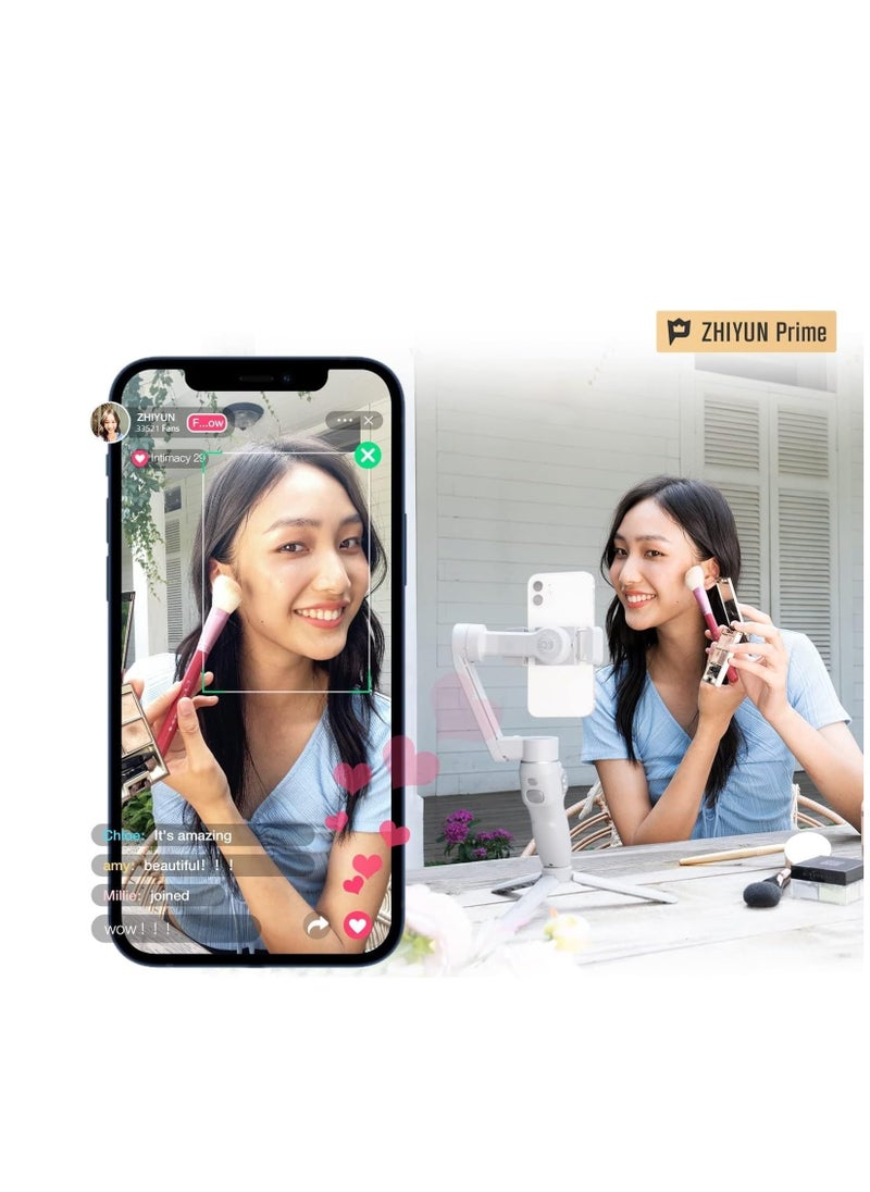 Excefore - Smooth-Q3 Gimbal Stabilizer for Smartphone Android Cell Phone iPhone Zhi yun q 3-Axis Handheld Gimble Stick w/Tripod Stand LED Fill Light for Tiktok YouTube Vlog Video Kit Face/Object Tracking - Image 1