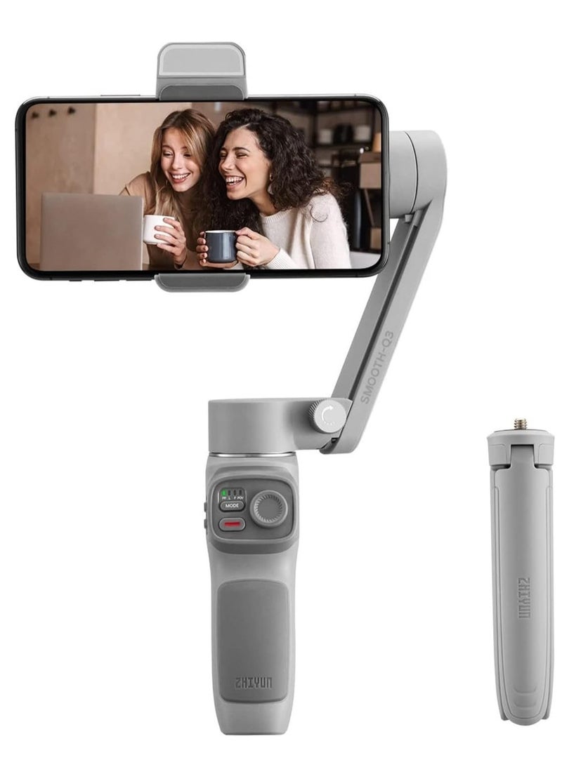 Excefore - Smooth-Q3 Gimbal Stabilizer for Smartphone Android Cell Phone iPhone Zhi yun q 3-Axis Handheld Gimble Stick w/Tripod Stand LED Fill Light for Tiktok YouTube Vlog Video Kit Face/Object Tracking - Image 1