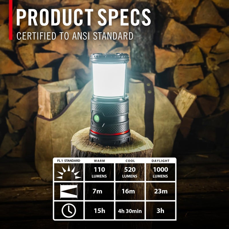 COAST EAL30R 1000 Lumen Rechargeable Emergency Camping Lantern with Warm Day Red  Red Flashing Mode Foldeable Handle 15 Hours of Runtime - Image 3