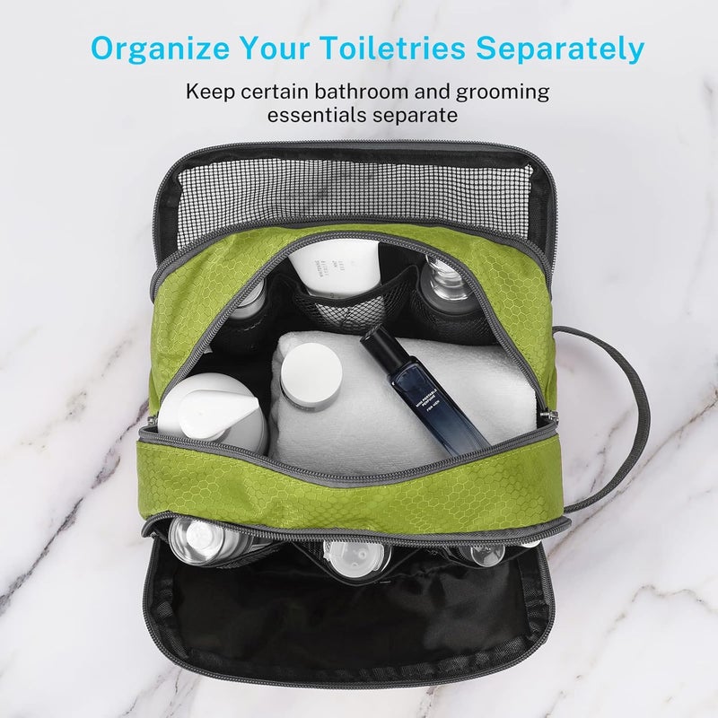 Gonex Travel Toiletry Bag Nylon, Shaving Bag Toiletry Organizer Green - Image 4
