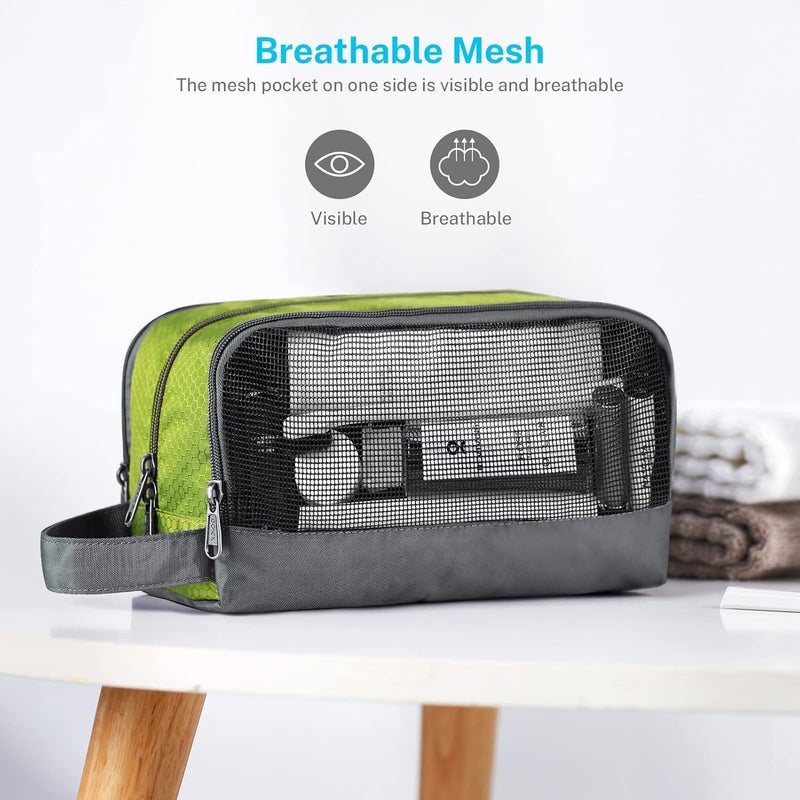 Gonex Travel Toiletry Bag Nylon, Shaving Bag Toiletry Organizer Green - Image 3