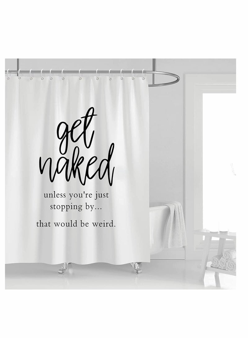 Shower Curtain, Bathroom Waterproof Anti-Mold Modern Minimalist Fashion Curtain, Privacy Curtain, Quotes Inspirational, with 12 Pack Plastic Hooks (65''W x 70''L , White)✅Size - The standard size is a - Image 5