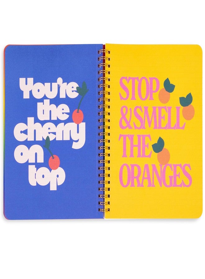 ban.do Rough Draft Mini Spiral Notebook with Saying, 8.5" x 6.75" with Pockets and 160 Lined Pages, Mid Century Stripe - Image 3