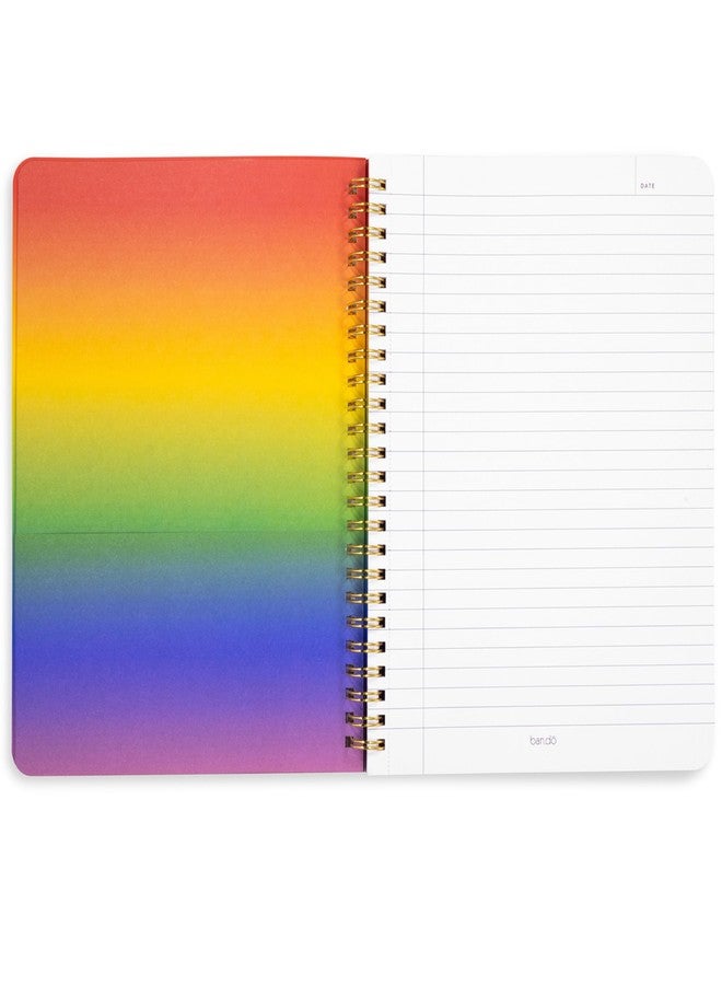 ban.do Rough Draft Mini Spiral Notebook with Saying, 8.5" x 6.75" with Pockets and 160 Lined Pages, Mid Century Stripe - Image 2