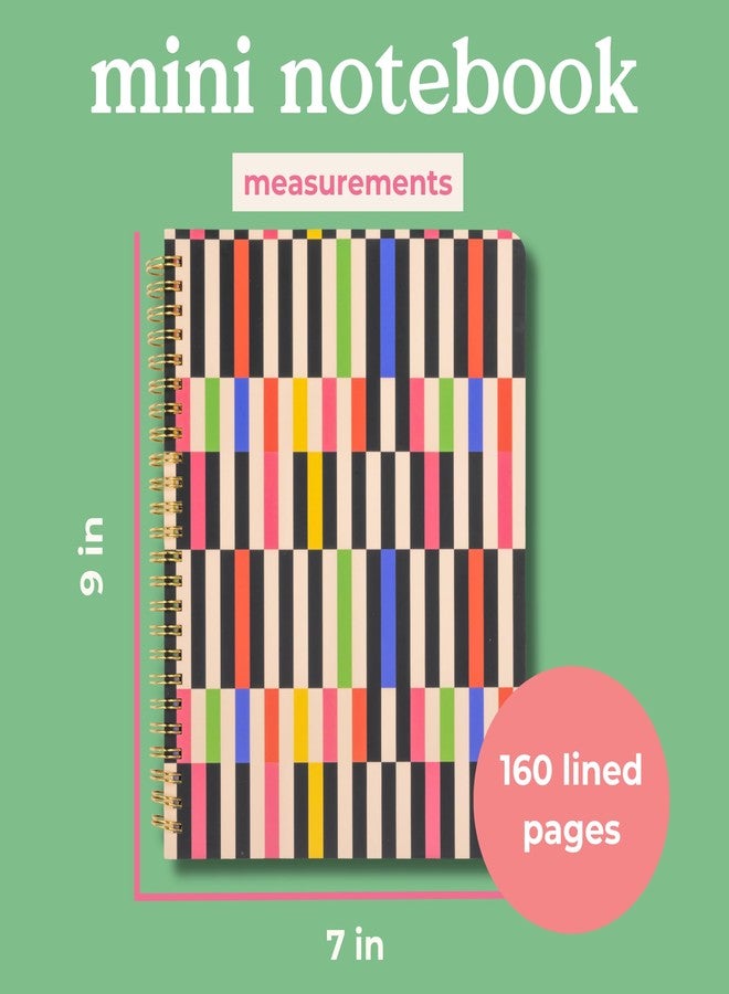 ban.do Rough Draft Mini Spiral Notebook with Saying, 8.5" x 6.75" with Pockets and 160 Lined Pages, Mid Century Stripe - Image 4