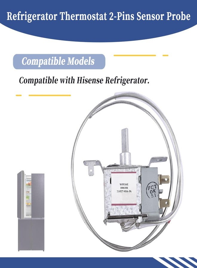 Getfarway WPF-34E Refrigerator Thermostat 2-Pins Sensor Probe Compatible with Hisense Refrigerator Temperature Controller Parts WPF34E 1806104 - Image 2