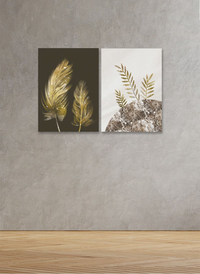 ماركتنا لوحة جدارية فنية لتزين الحائط  بتصميم عصري, قطعتين ,القياس:80x60سم - Image 1