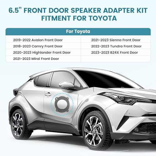 NuIth 6.5 Inch Front Door Speaker Bracket Adapter W/Wiring Harness for 2018-2023 Toyota Camry/Avalon/Highlander/Sienna Speaker Spacer Ring - Image 2