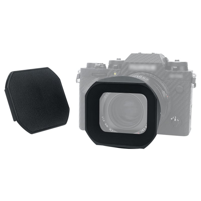 JJC Metal Square Lens Hood for Fujifilm Fuji Fujinon XF 23mm F1.4 R LM WR & XF 33mm F1.4 R LM WR Lens Replaces Fuji LH-XF23 II/LH-XF23-2 Lens Hood with a Hood Cap on X-T4 X-T3 X-Pro3 X-Pro2 Camera - Image 1