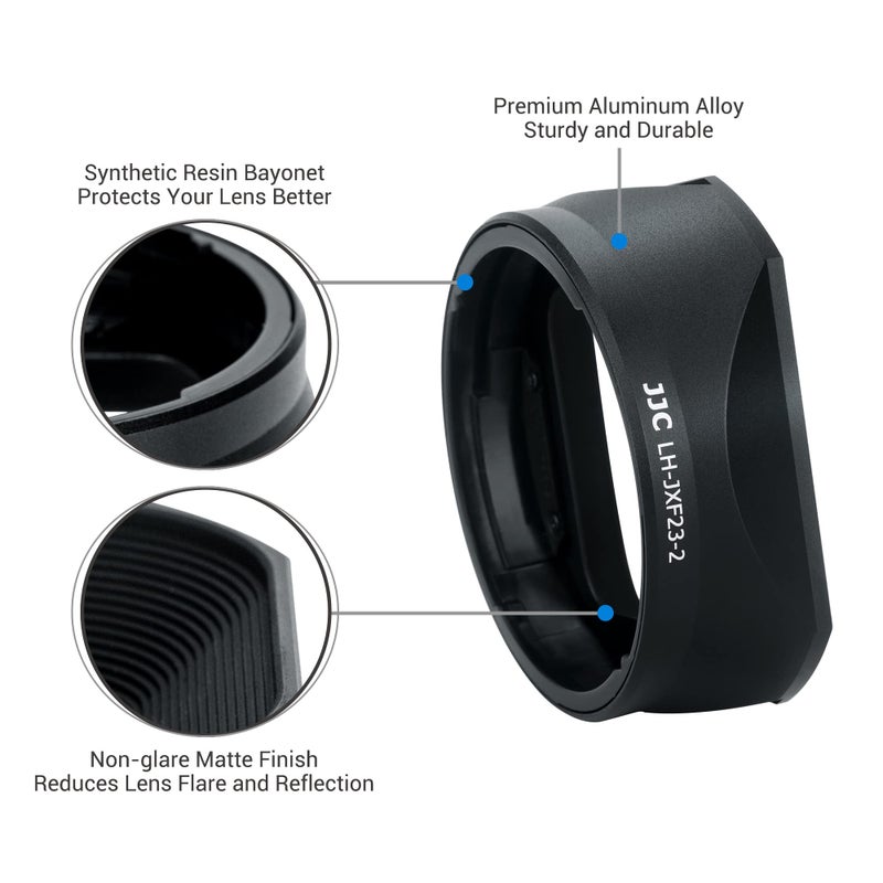 JJC Metal Square Lens Hood for Fujifilm Fuji Fujinon XF 23mm F1.4 R LM WR & XF 33mm F1.4 R LM WR Lens Replaces Fuji LH-XF23 II/LH-XF23-2 Lens Hood with a Hood Cap on X-T4 X-T3 X-Pro3 X-Pro2 Camera - Image 3