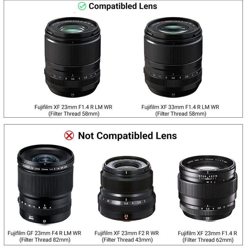 JJC Metal Square Lens Hood for Fujifilm Fuji Fujinon XF 23mm F1.4 R LM WR & XF 33mm F1.4 R LM WR Lens Replaces Fuji LH-XF23 II/LH-XF23-2 Lens Hood with a Hood Cap on X-T4 X-T3 X-Pro3 X-Pro2 Camera - Image 2