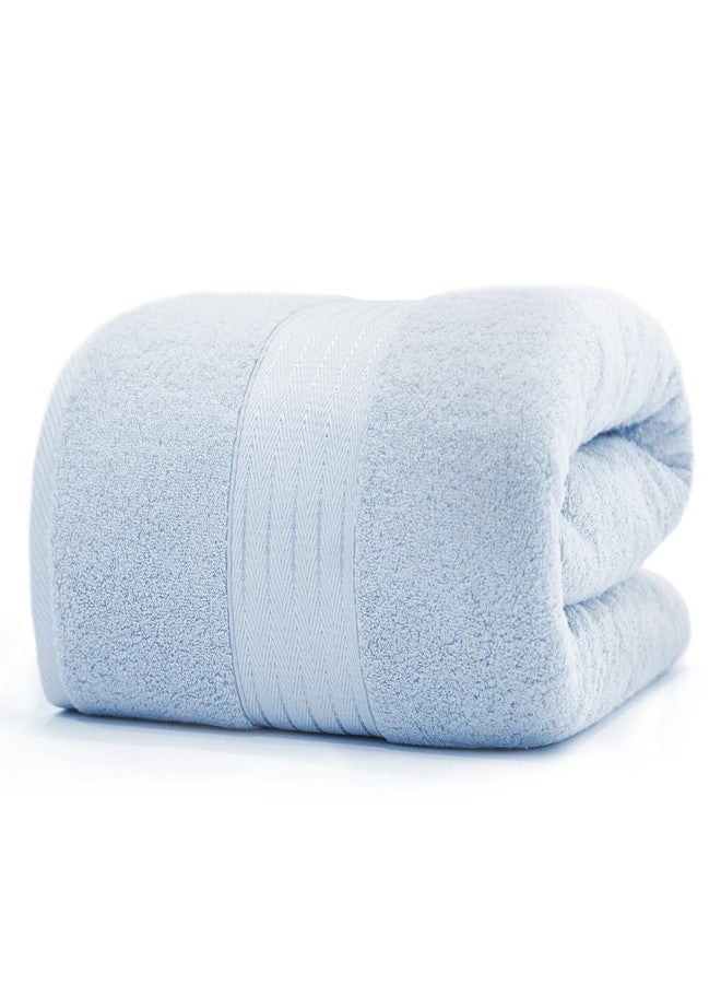 COZYART منشفة حمام كبيرة الحجم من كوزي آرت، لون أزرق فاتح، مقاس 35 × 70 بوصة، مصنوعة من القطن، ناعمة، ماصة، متينة، وزنها 650 جرامًا للمتر المربع، مثالية للاستخدام اليومي. - Image 1