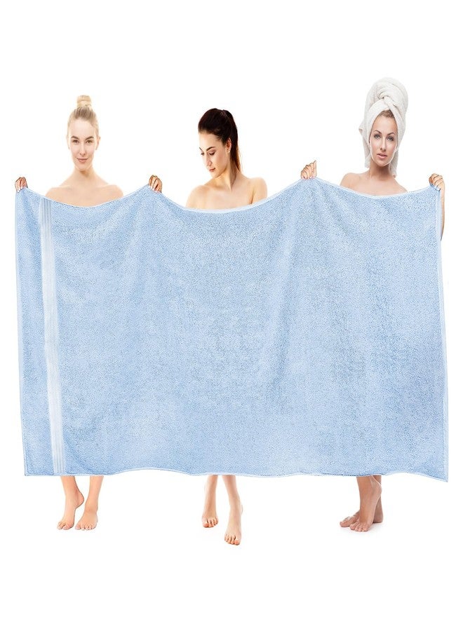 COZYART منشفة حمام كبيرة الحجم من كوزي آرت، لون أزرق فاتح، مقاس 35 × 70 بوصة، مصنوعة من القطن، ناعمة، ماصة، متينة، وزنها 650 جرامًا للمتر المربع، مثالية للاستخدام اليومي. - Image 2