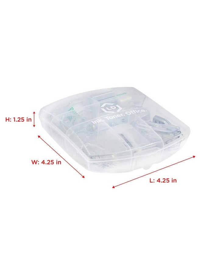 LD - Products Clear Mini Office Supply Kit Portable Case With Scissors Paper Clips Tape Dispenser Set Pencil Sharpener Mini Stapler With Staples And Staple Remover - Image 1