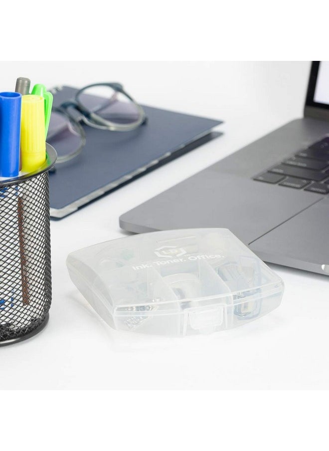 LD - Products Clear Mini Office Supply Kit Portable Case With Scissors Paper Clips Tape Dispenser Set Pencil Sharpener Mini Stapler With Staples And Staple Remover - Image 1