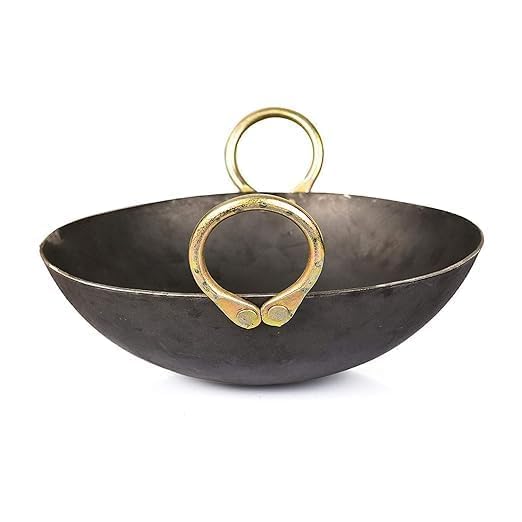 SHIFA CRAFT Heavy Base Iron Kadhai Kadai with Handle for Kitchen Deep Frying Kadai Free Stainless Steel Scrubber 1 L - Image 2