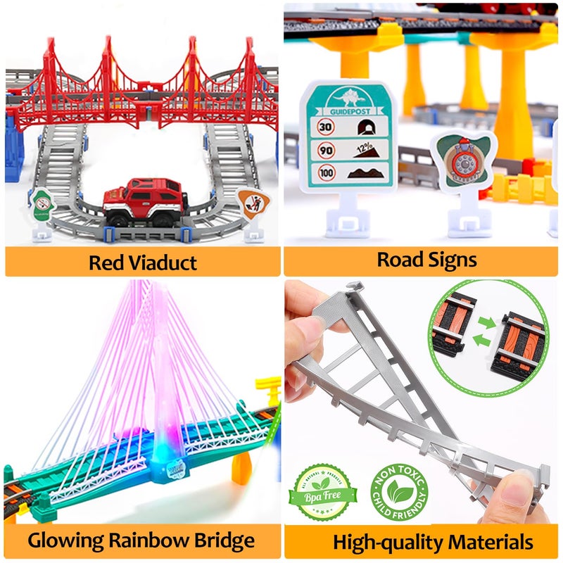 HOLYFUN Electric Toddler Train Set Toy, Battery Powered Railway Train Track Toy Playset for Kids Ages 3 4 5, Boys and Girls - Image 4