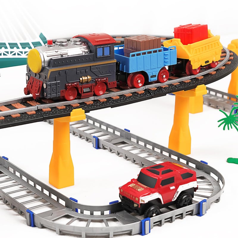HOLYFUN Electric Toddler Train Set Toy, Battery Powered Railway Train Track Toy Playset for Kids Ages 3 4 5, Boys and Girls - Image 2