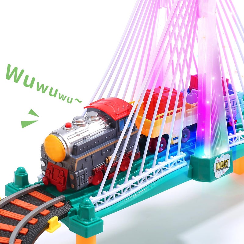 HOLYFUN Electric Toddler Train Set Toy, Battery Powered Railway Train Track Toy Playset for Kids Ages 3 4 5, Boys and Girls - Image 3