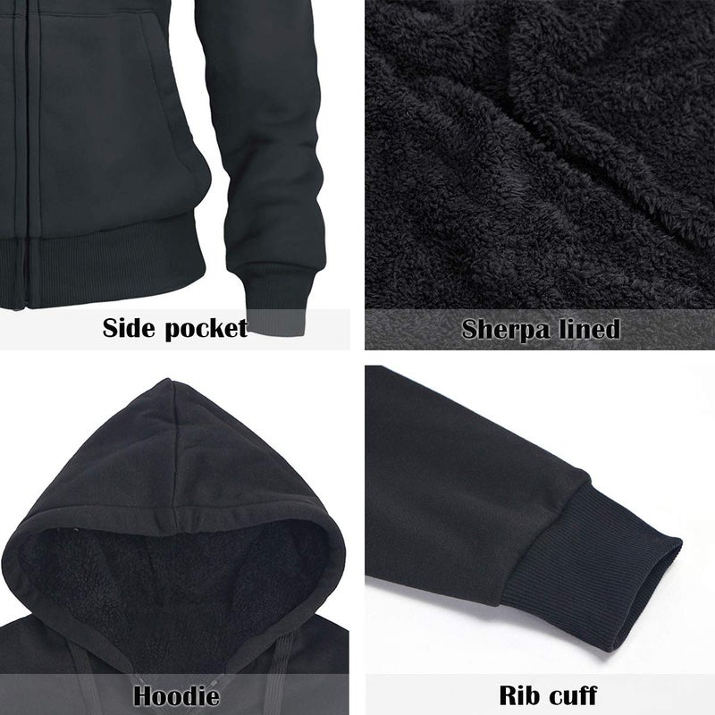 Facitisu Track Suits for Women Set Sherpa lined Casual 2 Piece Outfits Sweatsuit Medium Black - Image 5