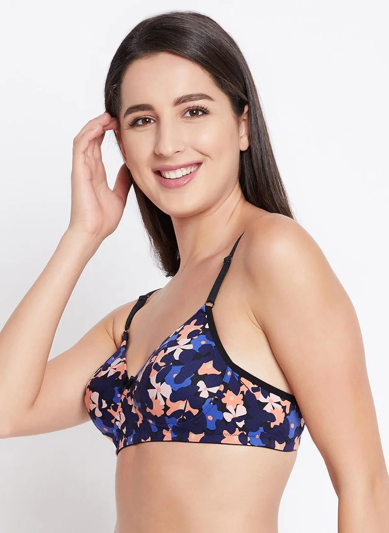 Clovia Clovia Padded Non-Wired Full Cup Floral Print T-Shirt Bra in Multicolour