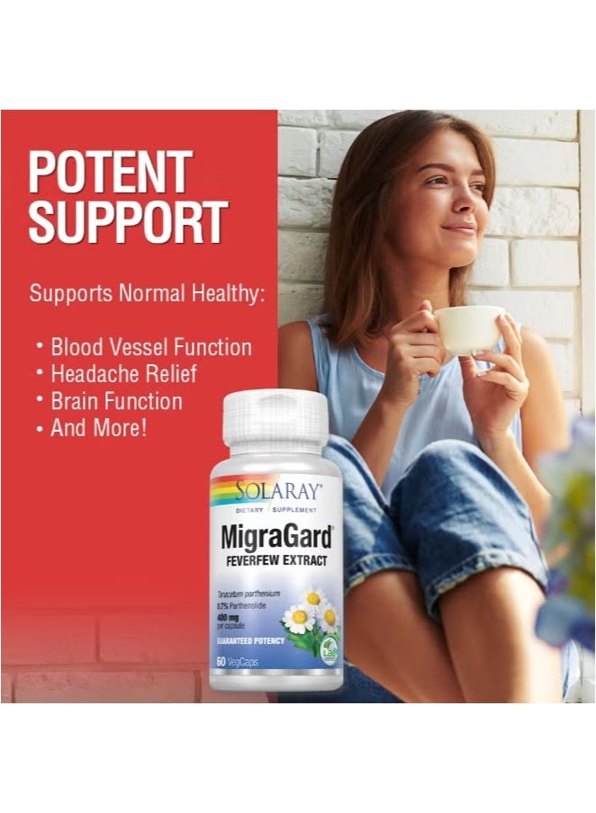 SOLARAY MigraGard 400mg, 60 VegCaps – Feverfew Herbal Supplement for Neurological Comfort & Head Wellness - Image 5