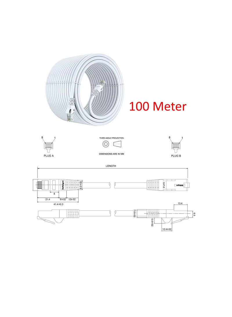 Lecxo 3G+ Cat6e UTP Patch Cable 23AWG Grey 100 Meter, UKAS URS ETL Certified UTP Enhanced Ethernet LAN Cable - Image 2