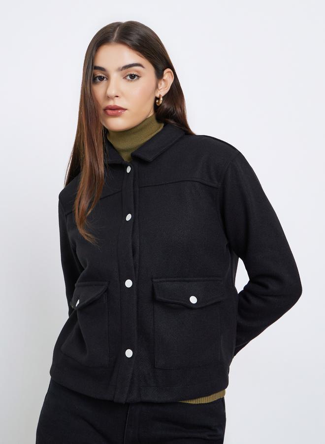 ستايلي جاكيت تراكر بقصة عادية وأزرار - Image 3