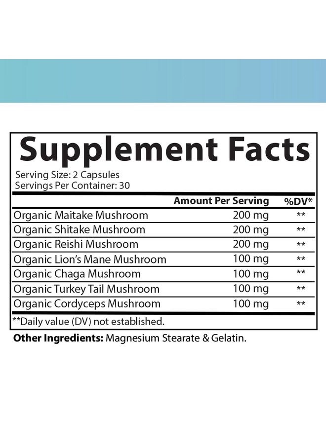 Angry Supplements Mindful Mushrooms Capsules - 7in1 Premium Health Shroom Blend of Maitake, Shiitake, Reishi, Turkey Tail, Cordyceps, Lions Mane and Chaga Mushrooms (60ct) - Image 3