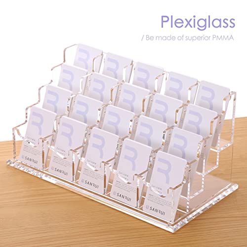 SANRUI Business Card Holder for Desk, Vertical Business Card Display ,Clear Acrylic Name Card Organizer Display Stand for Women and Men (Vertical, 20 Pockets) - Image 2