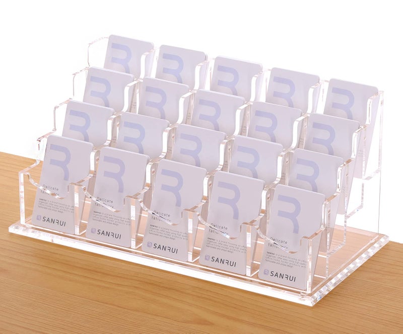 SANRUI Business Card Holder for Desk, Vertical Business Card Display ,Clear Acrylic Name Card Organizer Display Stand for Women and Men (Vertical, 20 Pockets) - Image 1
