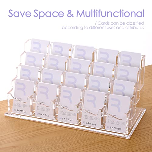 SANRUI Business Card Holder for Desk, Vertical Business Card Display ,Clear Acrylic Name Card Organizer Display Stand for Women and Men (Vertical, 20 Pockets) - Image 5