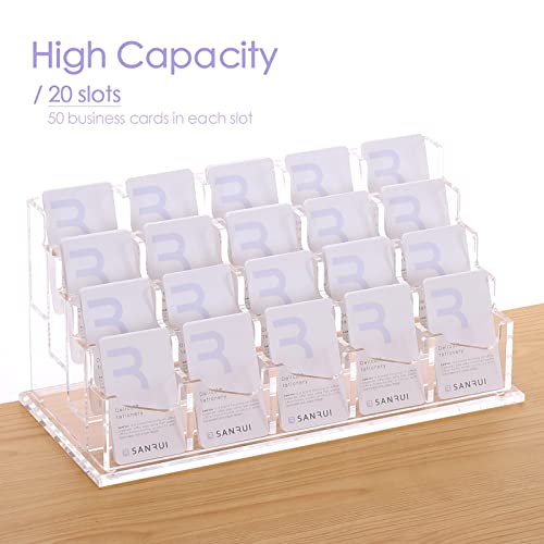 SANRUI Business Card Holder for Desk, Vertical Business Card Display ,Clear Acrylic Name Card Organizer Display Stand for Women and Men (Vertical, 20 Pockets) - Image 3