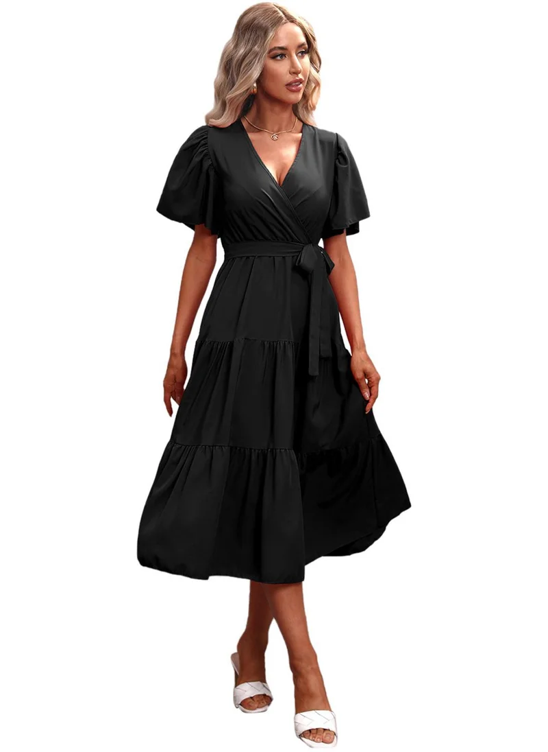 YUNIQEE Black Solid Fit & Flare Dress