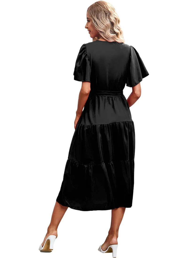 YUNIQEE Black Solid Fit & Flare Dress