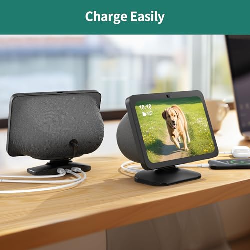 HomeMount محطة شحن قابلة للتعديل HomeMount لجهاز Echo Show 8 (الجيل الثالث) مع منفذ شحن USB-C و USB، قاعدة شحن مائلة مع مغناطيس قوي (للهواتف و Echo Show 8 الجيل الثالث - أسود) - Image 3