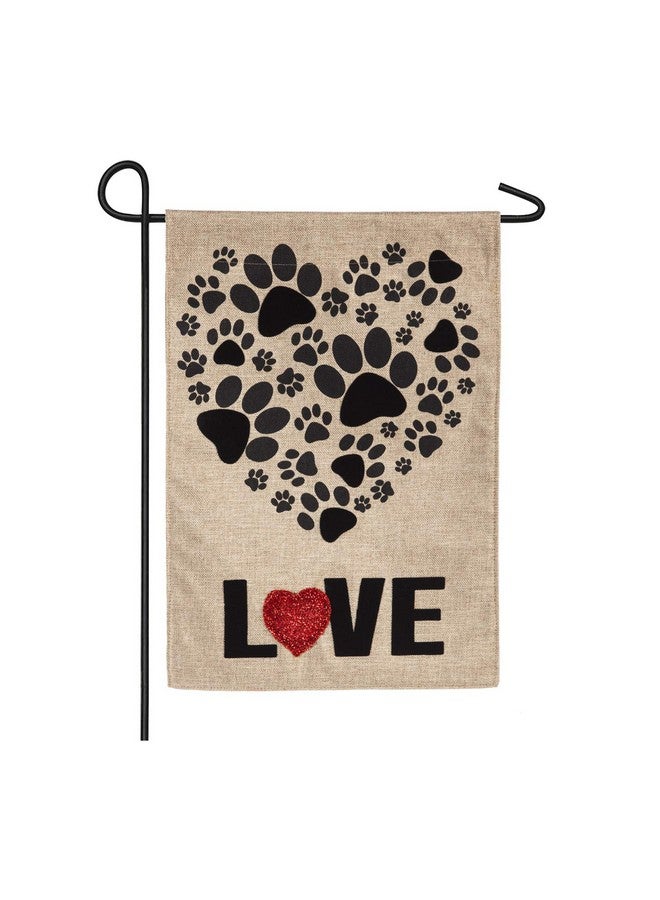 إيفر جرين فلاج علم حديقة على شكل قلب مطبوع عليه مخالب مقاس 12 × 18 بوصة مزدوج الجوانب | أعلام حديقة على شكل مخالب الكلاب للاستخدام الخارجي | جميع الفصول | أعلام ديكور المنزل في عيد الحب لمحبي الجراء والكلاب الأليفة - Image 1