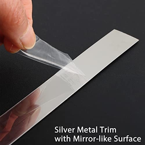 Trimold Stainless Steel Wall Molding Trim Peel and Stick, Flexible Self-Adhesive Metal Trim for Ceiling, Mirror Frame and More, Mirror-Like Finish Metallized Silver - Image 3